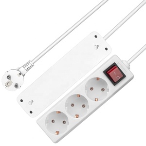 欧州標準電源タップEUプラグ2ピン3ウェイ出力スイッチ付き1.5m卸売延長ボードソケット - Product Image 6