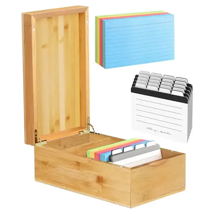 Tarjeta DE CRÉDITO hecha a mano multifuncional, tarjetero de índice comercial, caja de almacenamiento de bambú de madera con bisagras