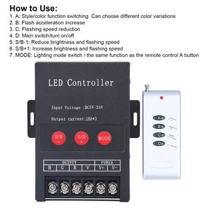 5V-24V RGB LED-Controller, Farbstreifen-Licht projekt PWM digitale LED-Steuerung mit Fernbedienung