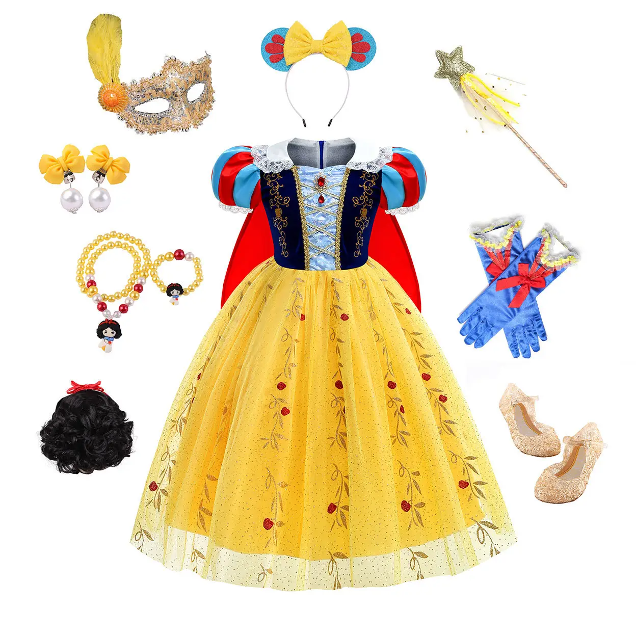 Costume da principessa per bambine Fancy Snow White Queen Dress Up Cosplay Party Dresses