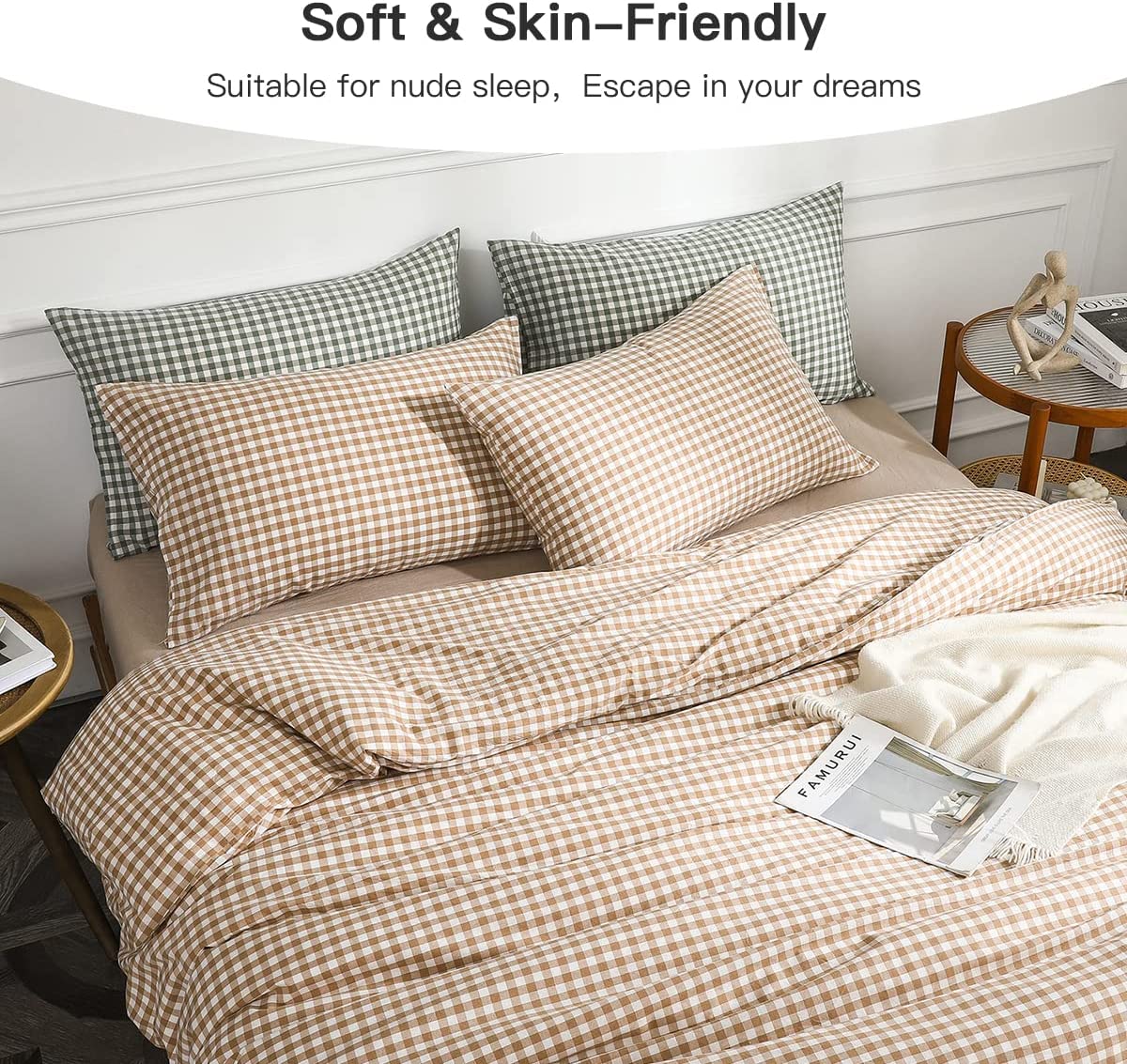 European Style Double Side Stone Washed Cotton Bed Linen bedroom bed set
