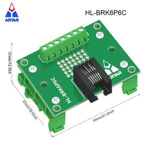 RJ11/RJ12 6P6C dik açı Jack kesme panosu, Terminal bloğu konektörü RJ11 adaptörü RJ12 adaptörü - Product Image 2
