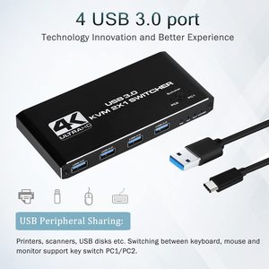 2ポートUSBKVMスイッチHDMIスイッチャーサポート2PCコンピューター4USB3.0および1HDMI2.0bポート出力 - Product Image 4