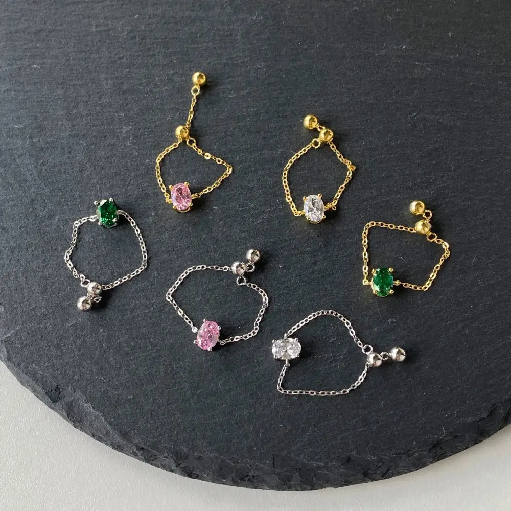 Кольцо-цепочка, регулируемое 925 для пальцев, кольцо из стерлингового серебра, модное женское обручальное кольцо с бриллиантами