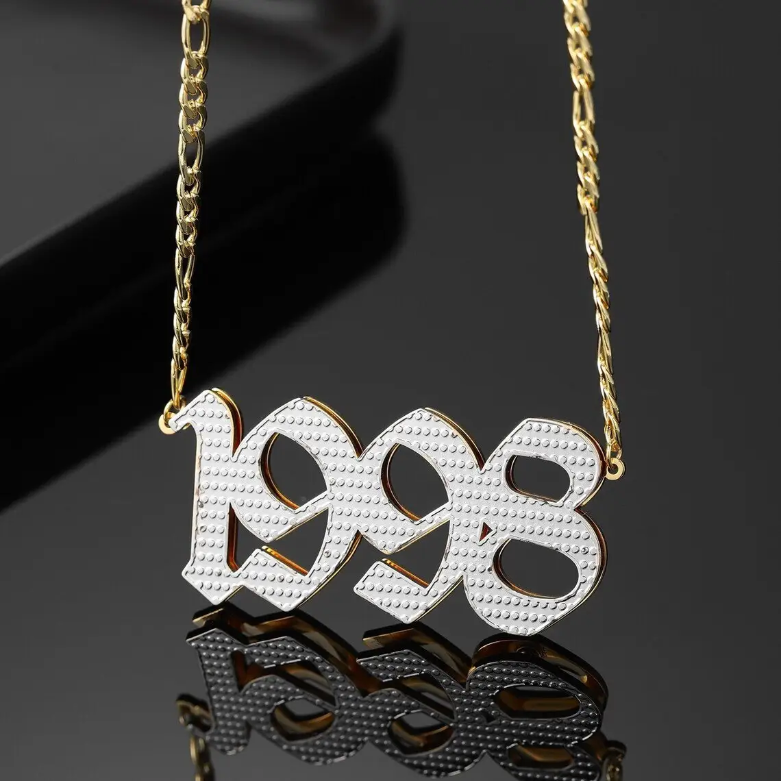 Nuovo Design personalizzato anno nascita numero collana 18k placcato oro acciaio inox piombo e nichel libero data collana per le donne