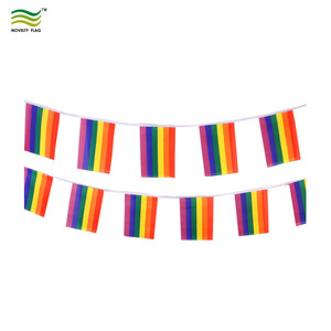 <strong>Custom</strong> Gay Lesbian LGBT Pride Rainbow <strong>String</strong> <strong>Triangle</strong> <strong>Bunting</strong> with Silk Printing Polyester 75D - Product Image 5