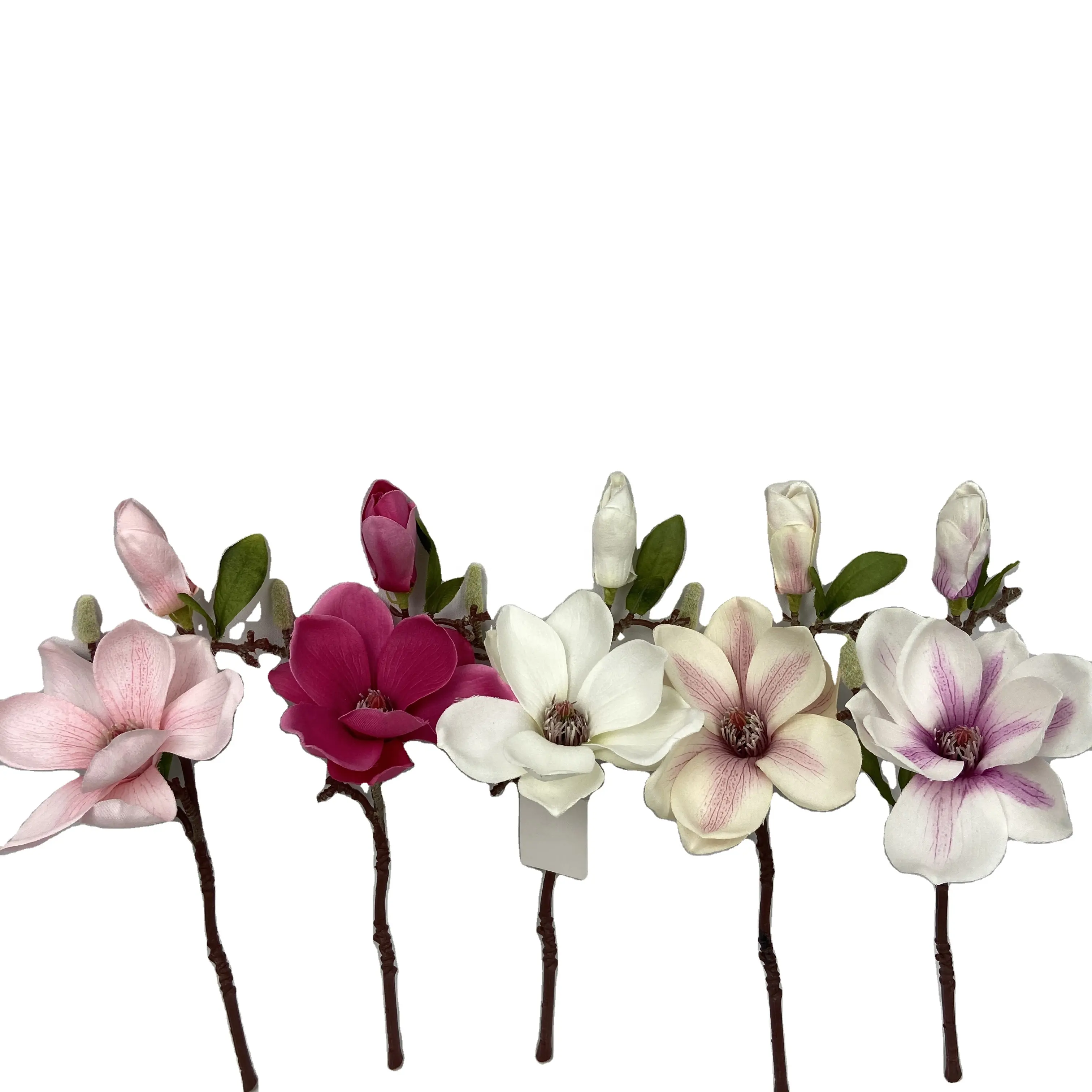 Đám Cưới Trang Trí Nội Thất Nhân Tạo Mini Dài Stem Branch Silk Magnolia Flower Phun Cho Cắm Hoa Trong Vase