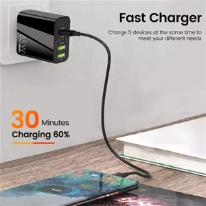 Wholesale US/EU/UK 65W Fast Charger PD20W+QC3.0 USB Quick Wall Charger 5Port Type C Usb a Fast Charger for IPhone/Huawei/<strong>Sumsang</strong> - Product Image 4