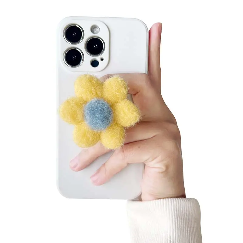 Benutzer definierte Cartoon niedlichen Plüsch sechs blättrige Blume Korea GripTok Telefon halter Fingerring halter Faltbarer Griff Griptok Sockel halter