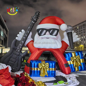 Giáng sinh trang trí ngoài trời <span class=keywords><strong>Inflatable</strong></span> Rock Santa Claus Thêm lớn Xmas Backdrop - Product Image 2