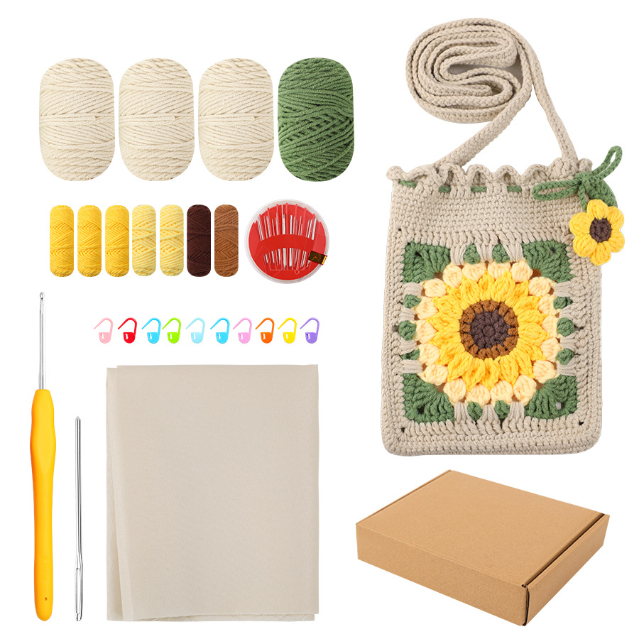 Kit de crochet style grand-mère tournesol beige