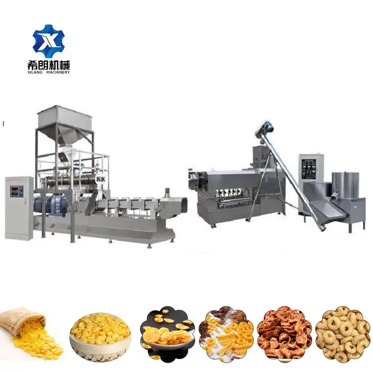 Full food extrusion production line industrial breakfast cereal corn flakes making machine with new design and best price