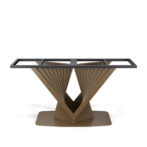 78.7 "Espresso hiện đại bằng đồng bàn ăn trestle hình chữ nhật thép không gỉ bệ với đá cẩm thạch hàng đầu - Product Image 2