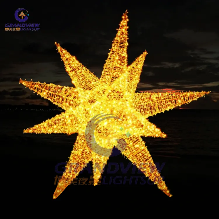 Большой уличный Рождественский светильник Grandview со звездами, светодиодный праздничный декоративный светильник Рамадан