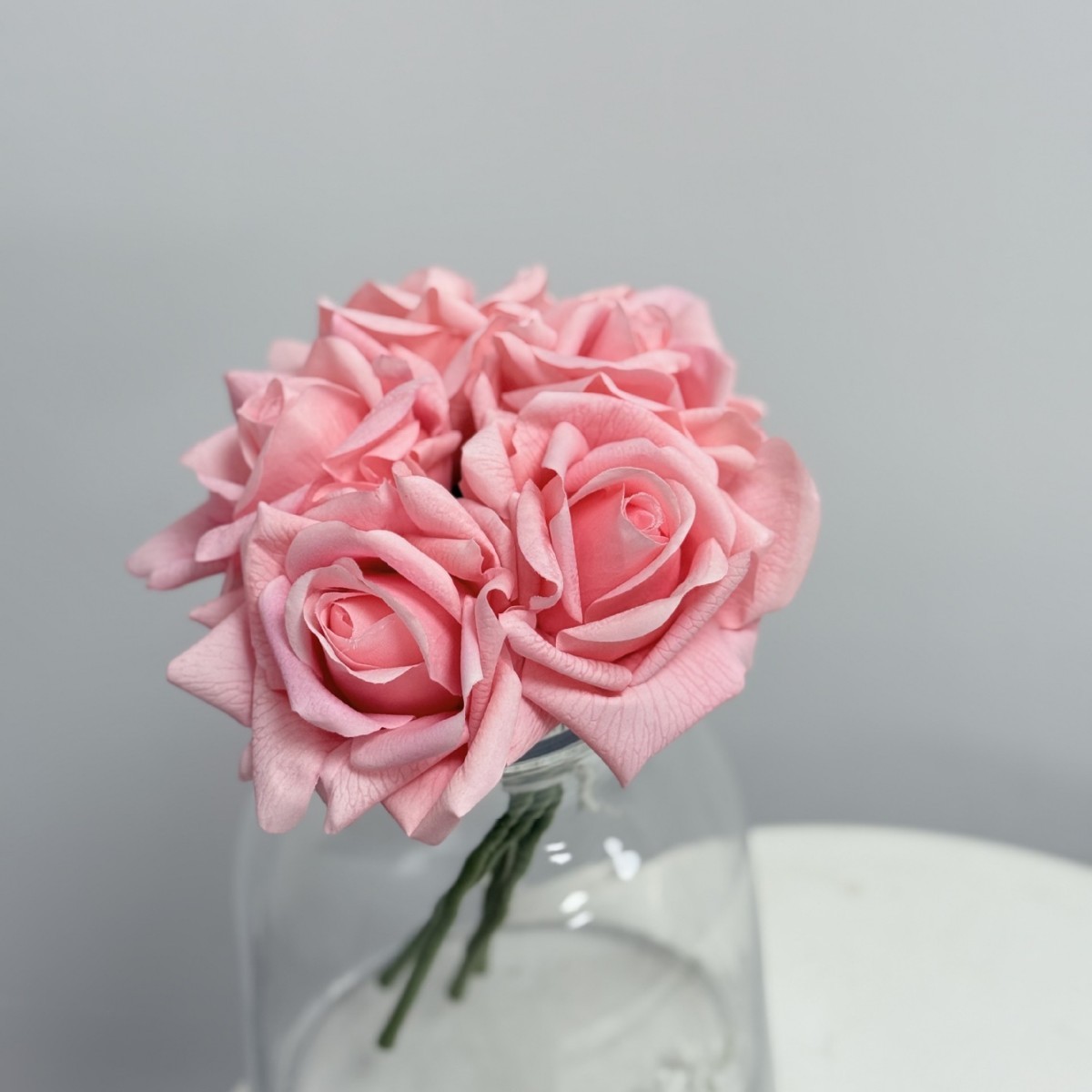 Bouquet tattile di rose a 5 teste - Nuovo rosa