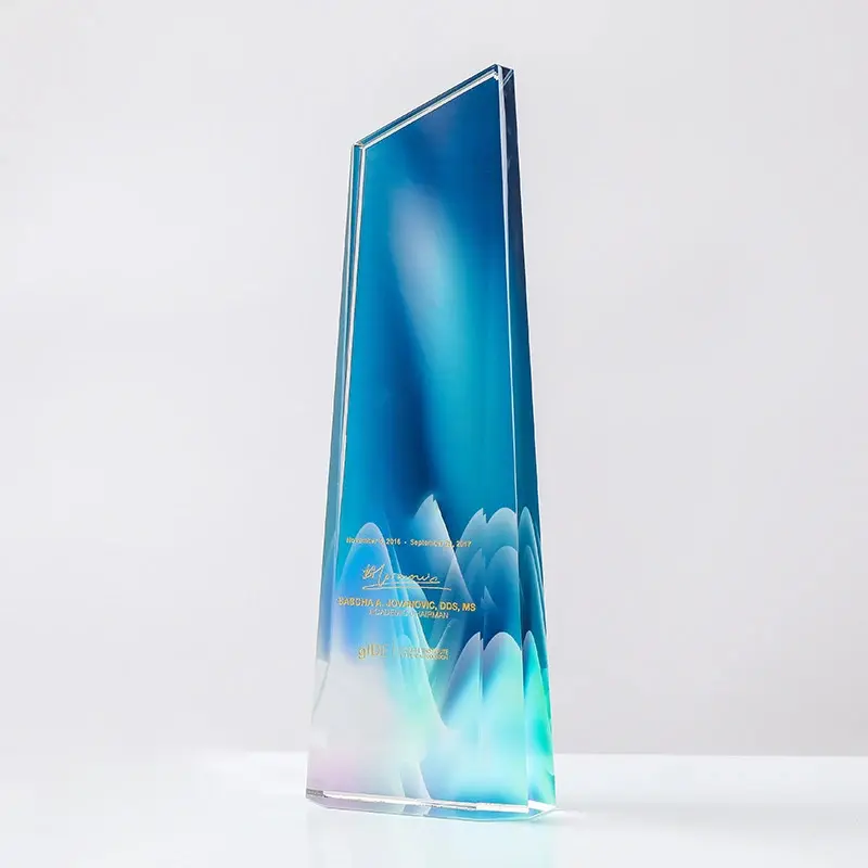 Kustom piala kaca kristal bulat trofi penghargaan K9 sublimasi kristal kosong Laser terukir 3D bingkai foto Piala Kristal