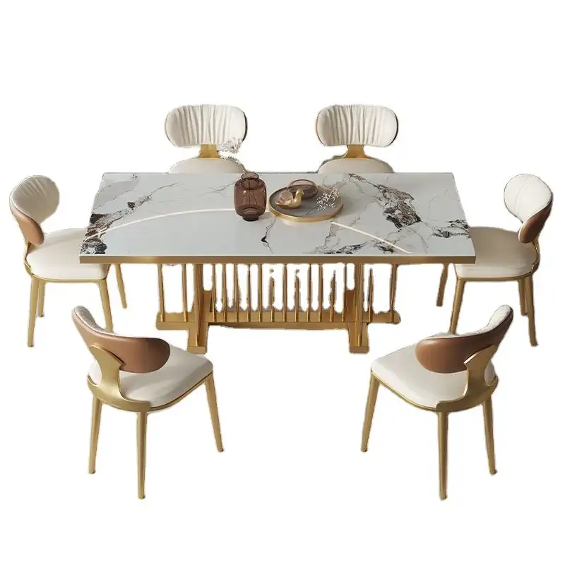 Produttore di mobili per Hotel di lusso a 5 stelle eleganti tavoli da pranzo in marmo Set da pranzo in legno massello con 4 6 sedie tavolo da pranzo