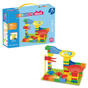 <span class=keywords><strong>55PCS</strong></span> Marble Run Corrida Auto Montar Slides Crianças Bolas de Plástico Bloco de Construção de Brinquedo Pista de Rolamento