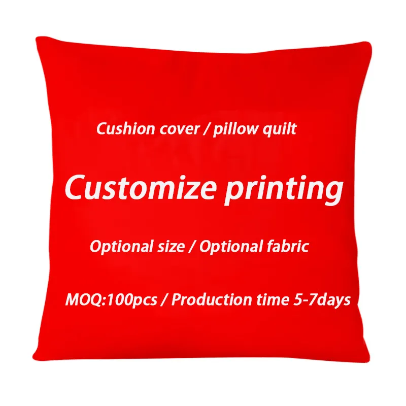 Housses de coussin imprimées personnalisées en tissu et taille en option Housse de coussin de canapé décorative pour la maison