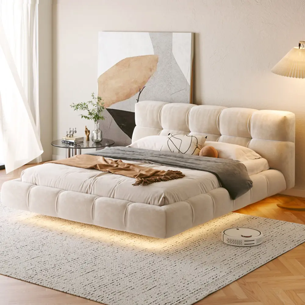 Moderna camera da letto matrimoniale King Size in legno massello mobili semplice camera da letto familiare in legno sospeso