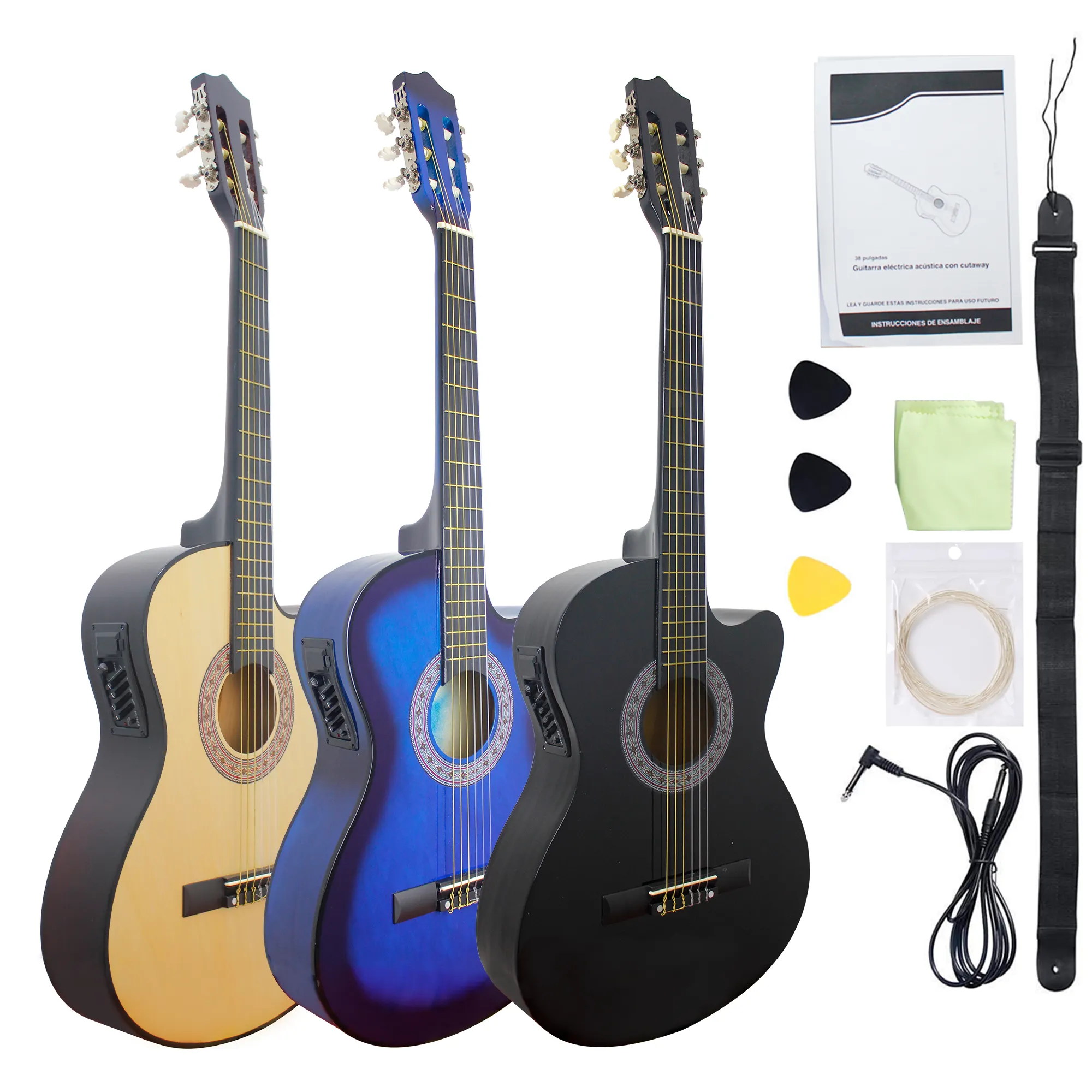 HUA SHENG Musik instrument benutzer definierte Großhandel 38 Zoll EQ Nylon Saite akustische klassische Gitarre