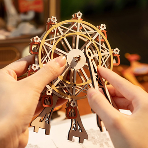Robotime Rolife組み立ておもちゃAMT01サンセットカーニーオルゴールDIYミニチュアハウス大人のための3D木製パズル