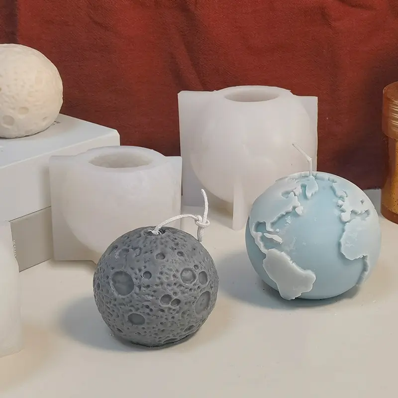 3D Luna Tierra Vela Perfumada Molde de Silicona Diy Gesso Luna Moldes de Jabón Hechos A Mano