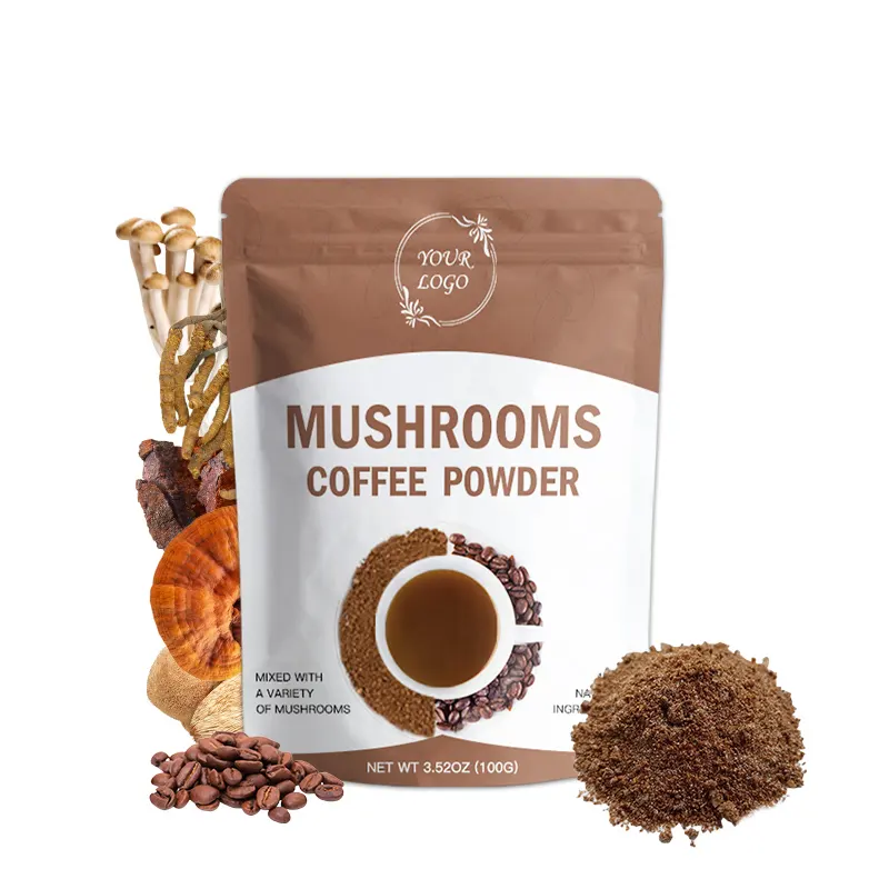 Organic Blend Private Label Mushroom Powder Coffee Flavor Instant Mushroom Blend Powder