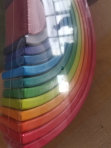 蒙特梭利玩具12件彩虹色堆垛石玩具格林姆斯积木木制彩虹堆垛机