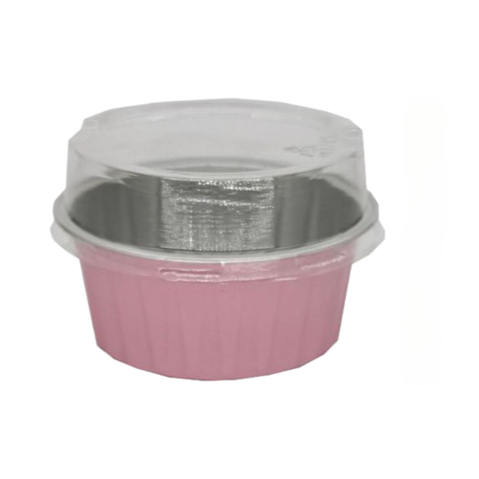 ถ้วยทรงกลมสีทอง 125 มล. (10 ชิ้น/ชุด พร้อมฝาปิดสูง PET)