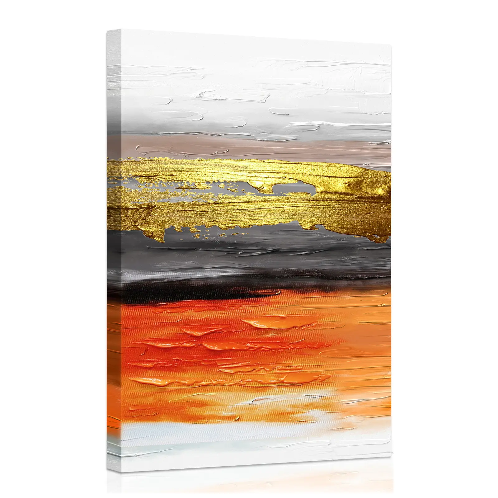Orange Fantasy Modern Artwork Decor Paintings Gold Foil pictures for living room wall decoration abstract