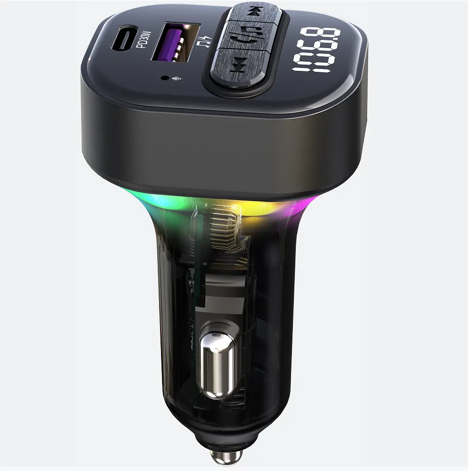 המטען החדש לרכב PD30w רכב usb מודולטור נגן mp3 דיבורית ערכת נגן tf נייד מקלט משדר FM משדר מרחוק