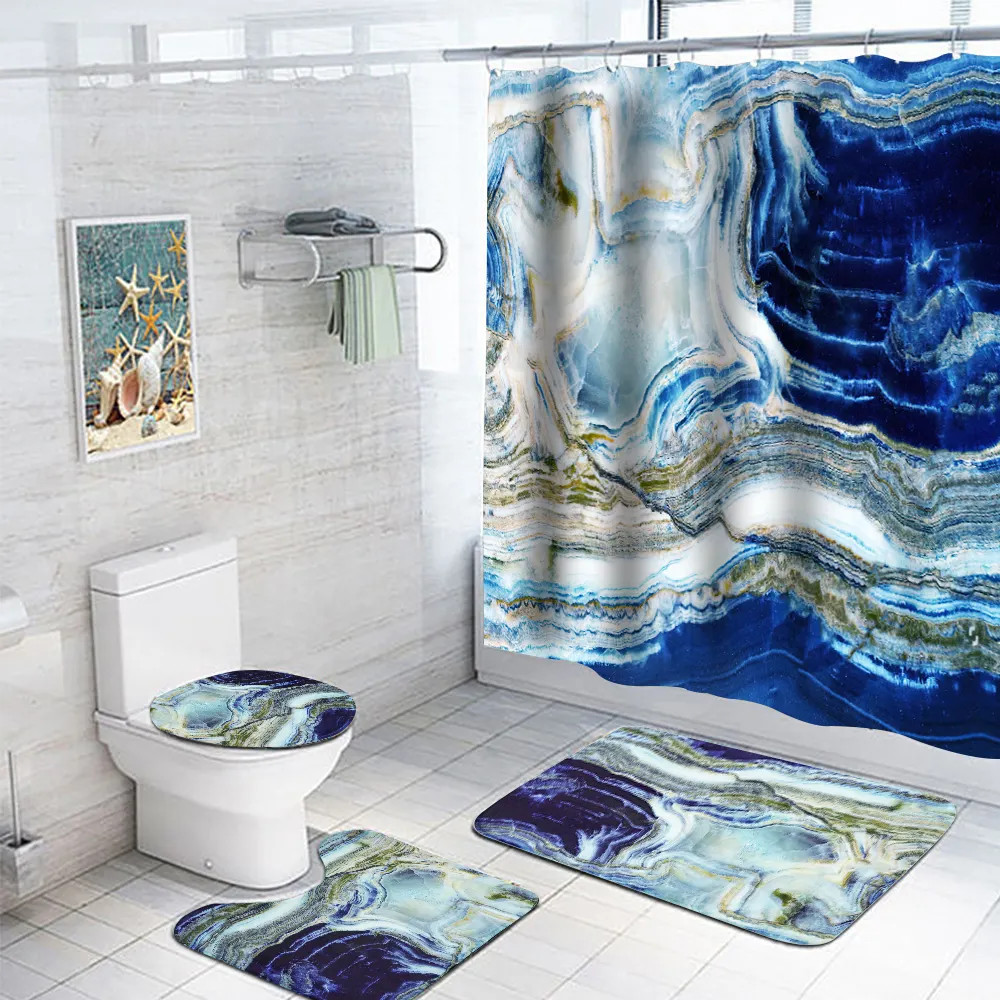 装飾アートシャワーカーテンバスルームパッドデジタル印刷防水トイレパッド
