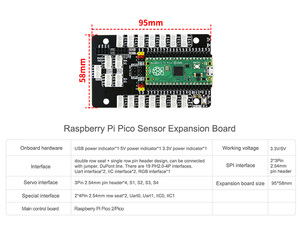 Yahboom Raspberry Pi Pico Sensor-Erweiterungs karte mit Servos tiften SPI seriell und IIC-Schnitts telle design für die Welt des Moduls