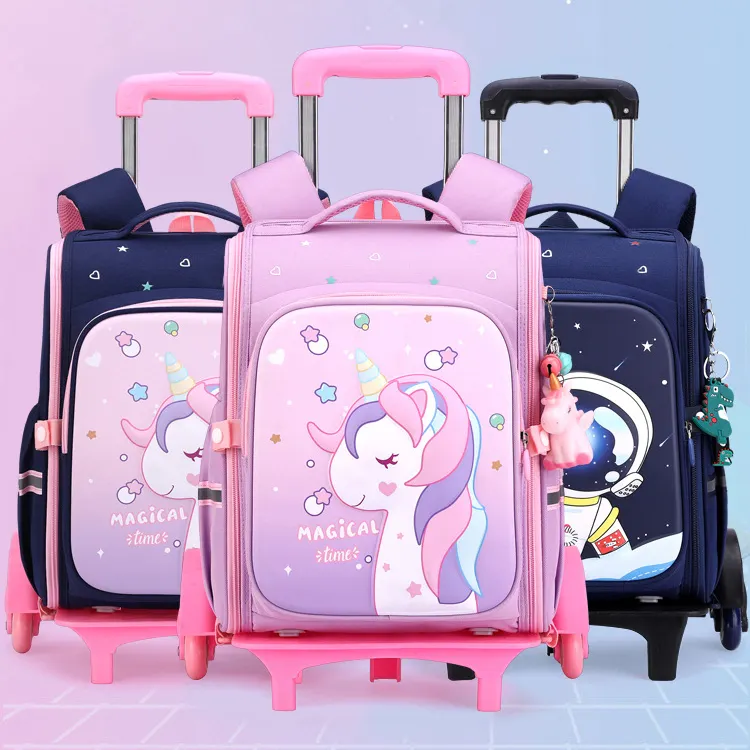 2024 New Large Capacity Home Storage Trolley Wheel Convenient Design One Shoulder school Backpack For Children Outdoor Travel