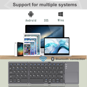 充電式フルサイズ超スリムポケットスウェーデンキーボード折りたたみ式Qwerty折りたたみBluetoothキーボードタッチパッド付き - Product Image 4