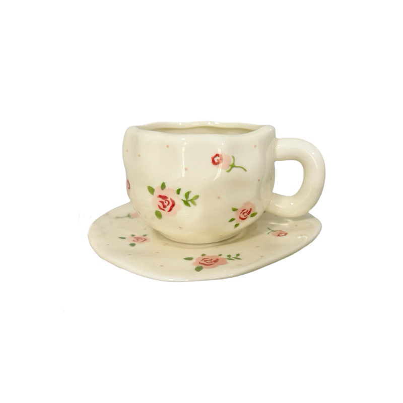 300ml Taza amasada a mano 16cm Plato