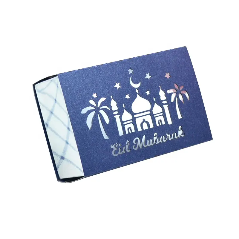 Caixa de doces mubarak com corte a laser, estilo de gaveta, mosquiteiro, eid, mubarak