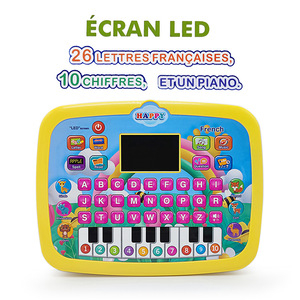 子供のためのクールなLEDスクリーン学習機フランス語研究玩具模倣子供用タブレットキーボード付き