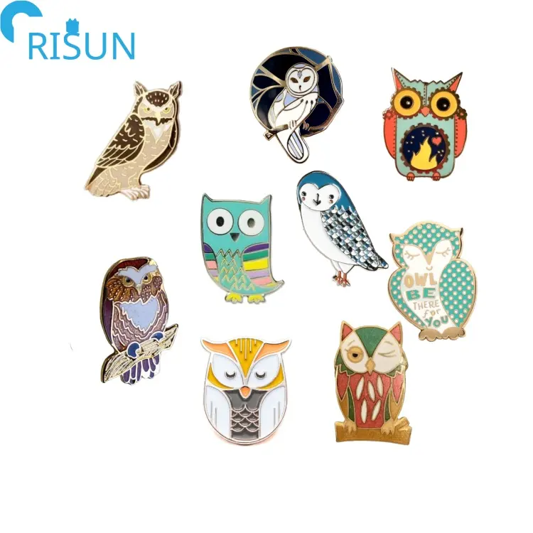 Souvenirs Customized Soft Owl Enamel Lapel Pins Badges Brooches Custom Owl Enamel Pin