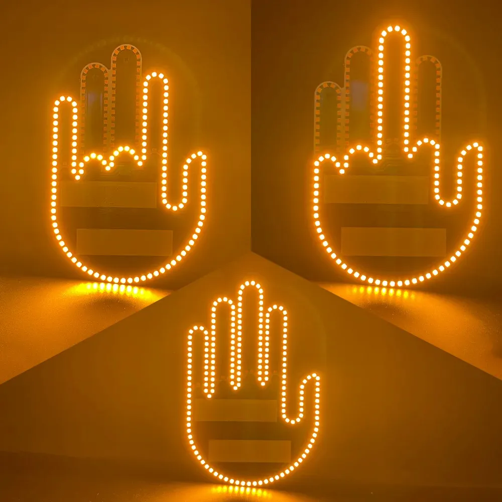 Nueva Luz de gesto iluminada LED, luz de dedo de coche con señales de furia de carretera remota, luz de gesto de dedo medio, lámpara de mano
