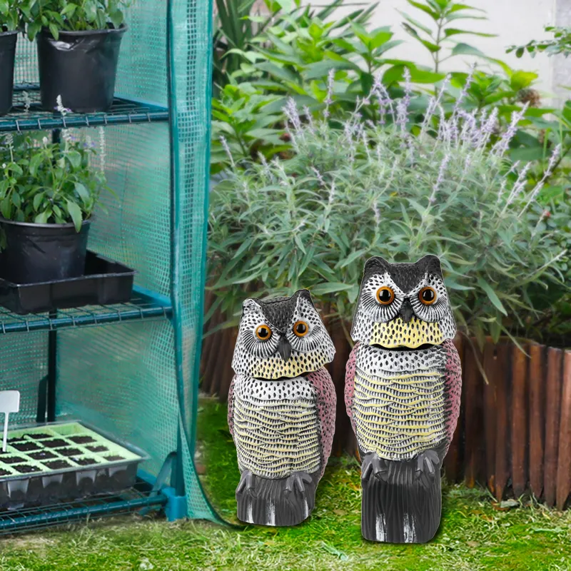 Vente en gros de hibou en résine activé par le mouvement épouvantail jardin décoration de la maison pour effrayer les oiseaux loin oiseau artificiel Pigeon dissuasif