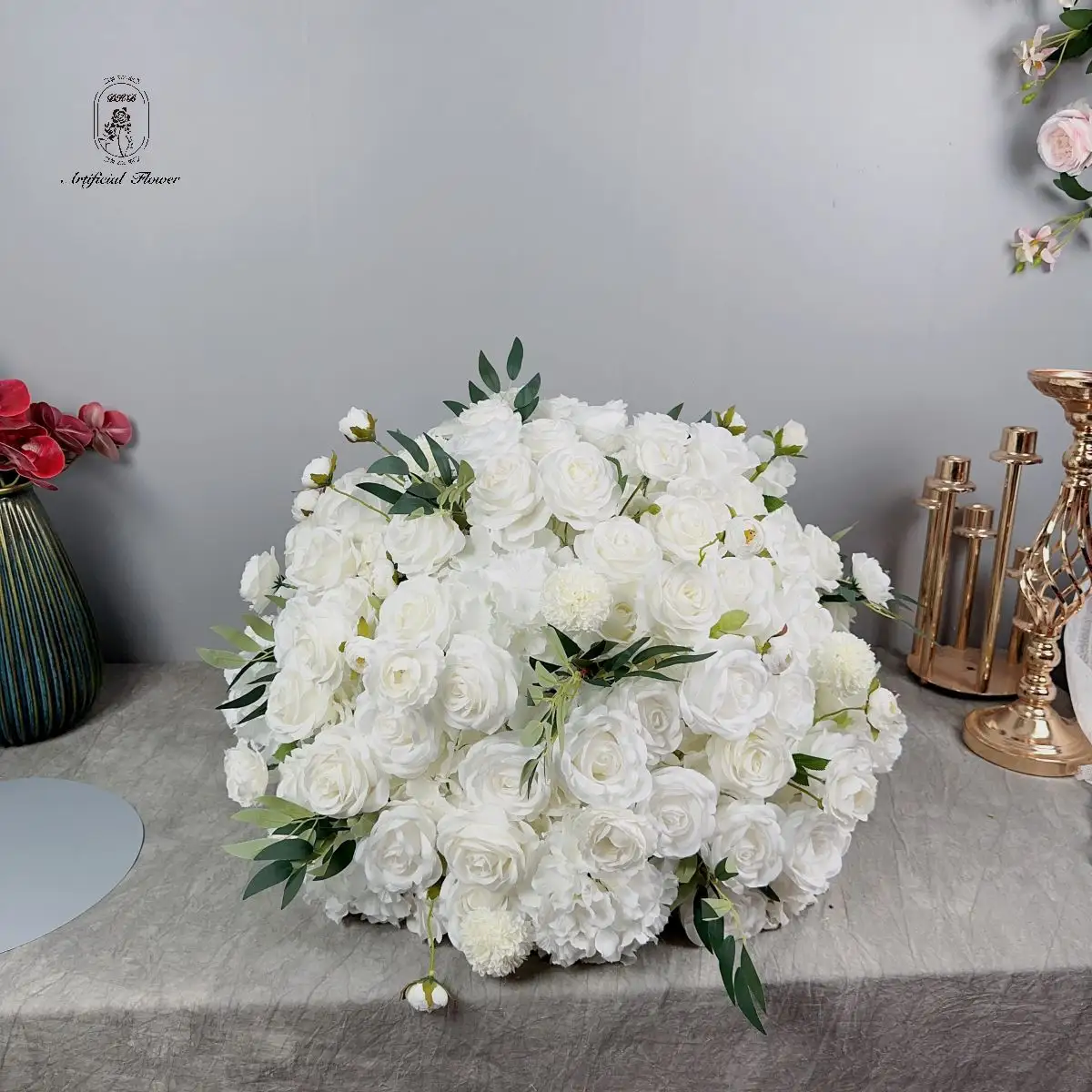 DKB Seda Alta Qualidade Flor Branca Centerpieces para o casamento Home Decoração Parte Evento flores