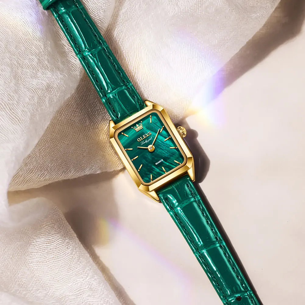 Olevs 6626 nueva llegada diseño impermeable resistente vestido verde lujo marcado digital para conjunto de regalo de moda relojes de cuarzo