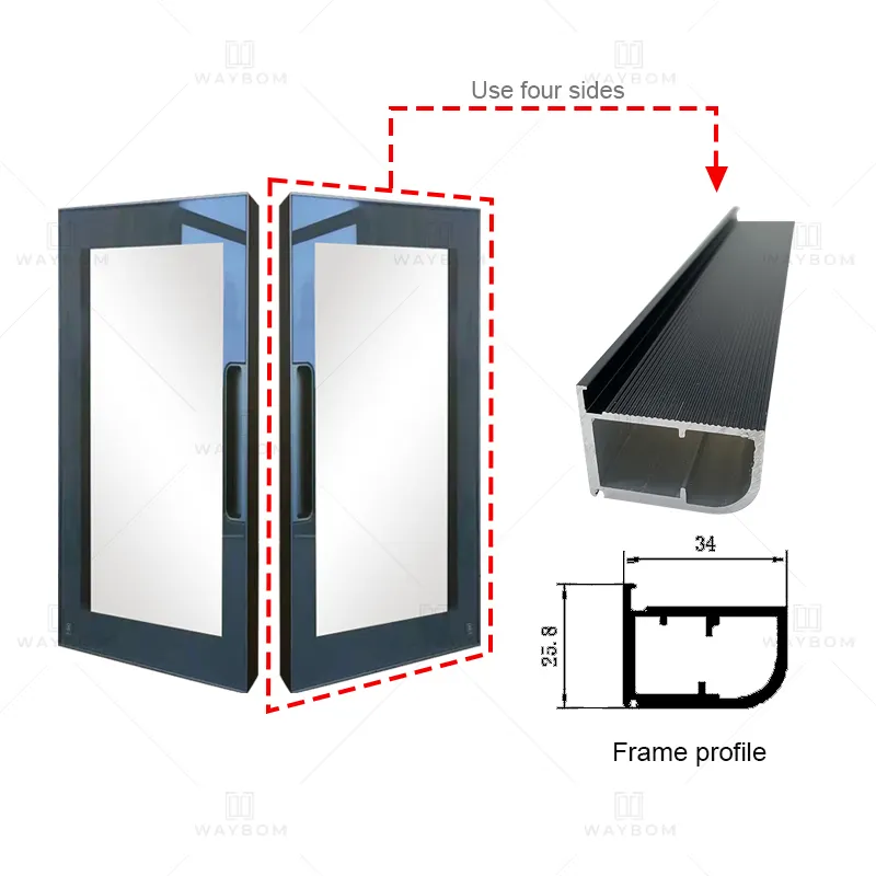 Aluminiumlegering Schuifdeur Frame Closet Profielen Kinchen Kast 20 Smalle Gouden Zwart Glas Garderobe Handvat Profiel