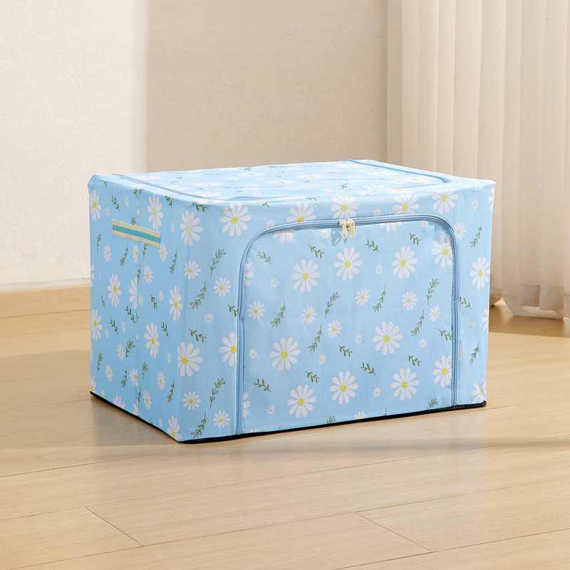 No-window Oxford cloth fabric, light blue with daisies.
