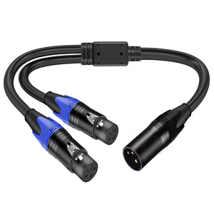 专业麦克风音频适配器3针2 XLR母对1公插孔XLR <span class=keywords><strong>Y</strong></span>分离器电缆