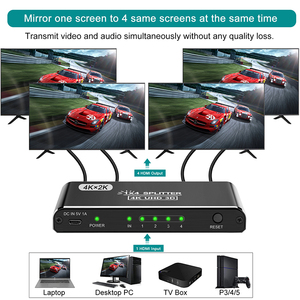 <strong>HDMI</strong> <strong>Splitter</strong> <strong>1</strong> in <strong>4</strong> Out 1x4 Supports Resolution up to 4K 30Hz Same TVs at the Same Time Monitor Tv, USB Cable, User Manual - Product Image 5