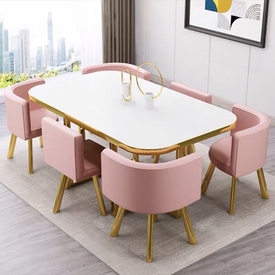 White wooden board light pink leather gold frame