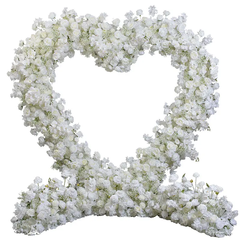 2.4M décor de scène de mariage toile de fond en métal décoration de fête florale arc de mariage avec des fleurs